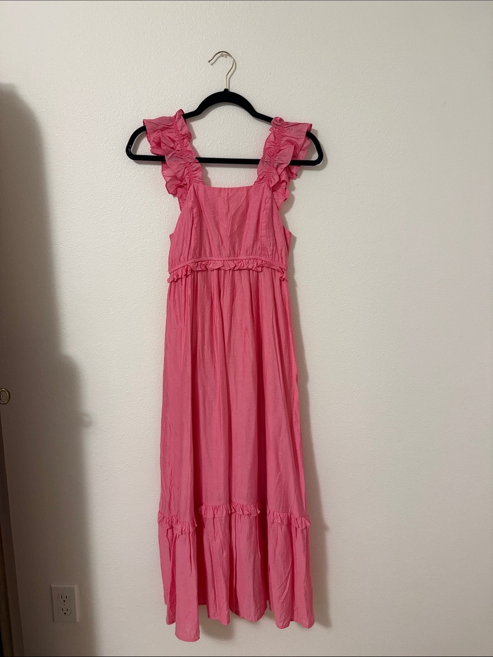 Blu Pepper Hot Pink Ruffle Strap Maxi Dress